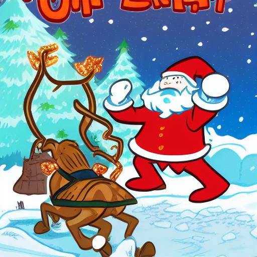 00917-3552914748-The face is hideous,Angry Reindeer Comic Style run on the snow, Merry Christmas titles,The reindeer caught fire, Art Baltazar,Ma.png